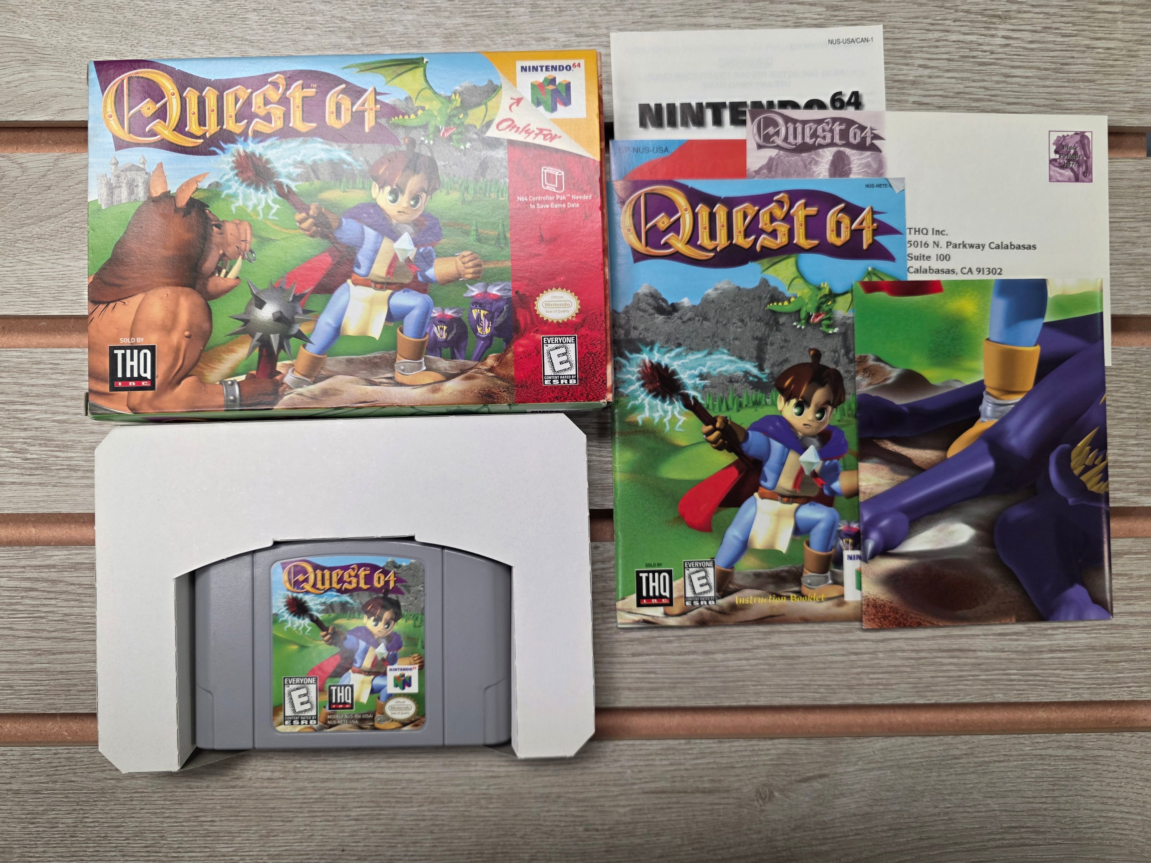 Quest 64 (Nintendo 64, 1998) N64 Authentic Complete In Box CIB Including Poste